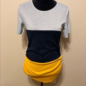 Colorblock Women's Top - Gray, Navy, and Yellow